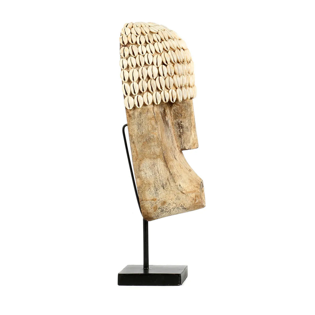 The Cowrie Mask on Stand - H 40 cm