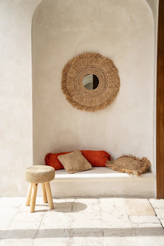 The Raffia Flores Cushion Cover Square - Natural - 40 x 40 cm