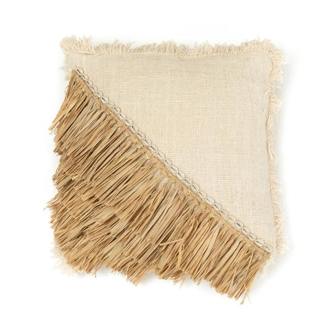 The Raffia Cotton Cushion Cover - Natural White - 60 x 60 cm