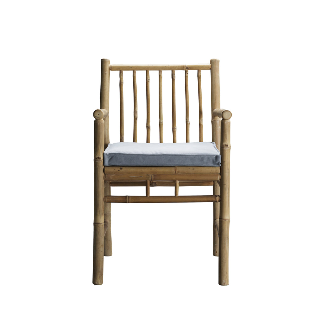 BAM DINING CHAIR WITH ARMREST | BAMBOO | WHITE, SAND, GREY or BLACK CUSHION
