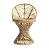 BISTRO ROUND CHAIR IN RATTAN, WHITE CUSHION