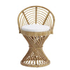 BISTRO ROUND CHAIR IN RATTAN, WHITE CUSHION