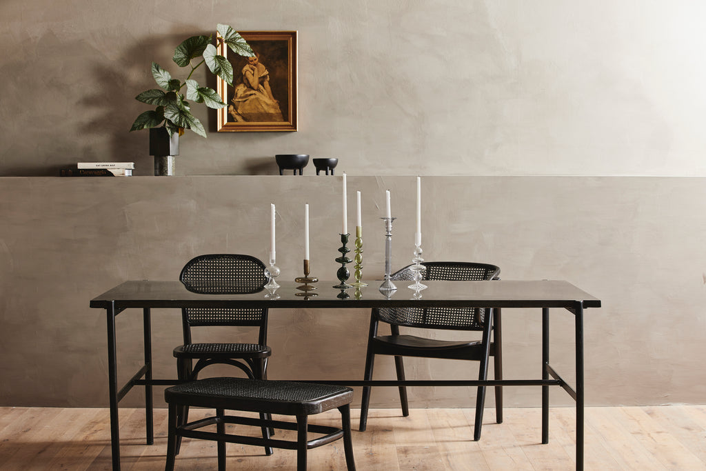 SESIA dining table, shiny black, 96 x 200