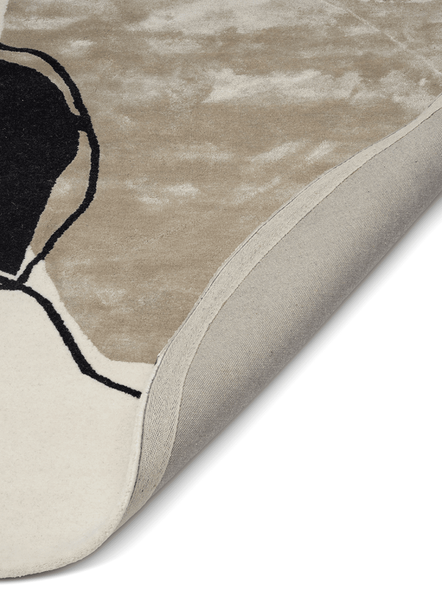 Abstract Round Wool Rug, Ivory