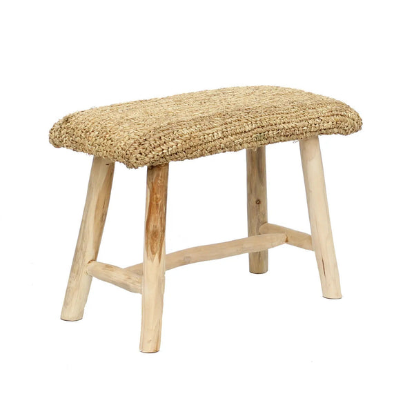 The Raffia Bench - Natural, Teak Wood, W 60 cm