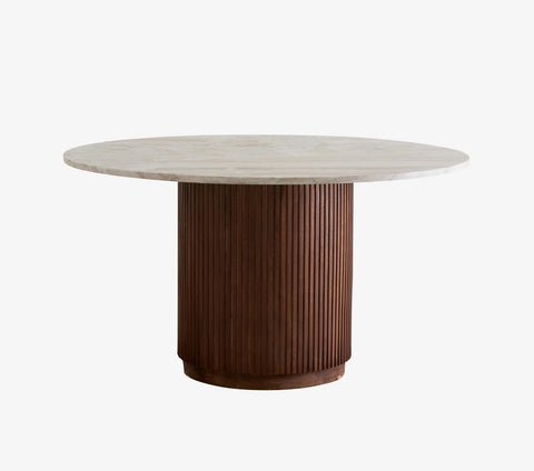 ERIE WOOD IVORY round dining table, marble top, Ø 140