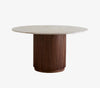 ERIE WOOD IVORY round dining table, marble top, Ø 140