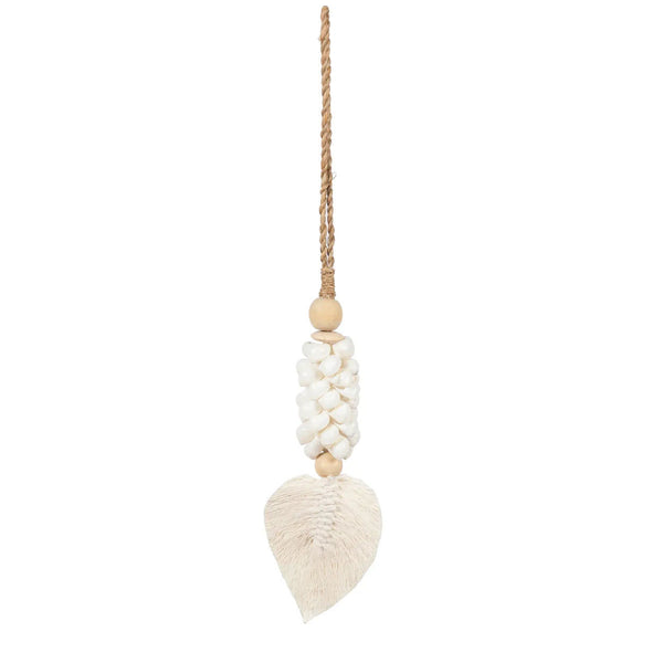 The Leaf & Shell Tassel - White, H 35 cm