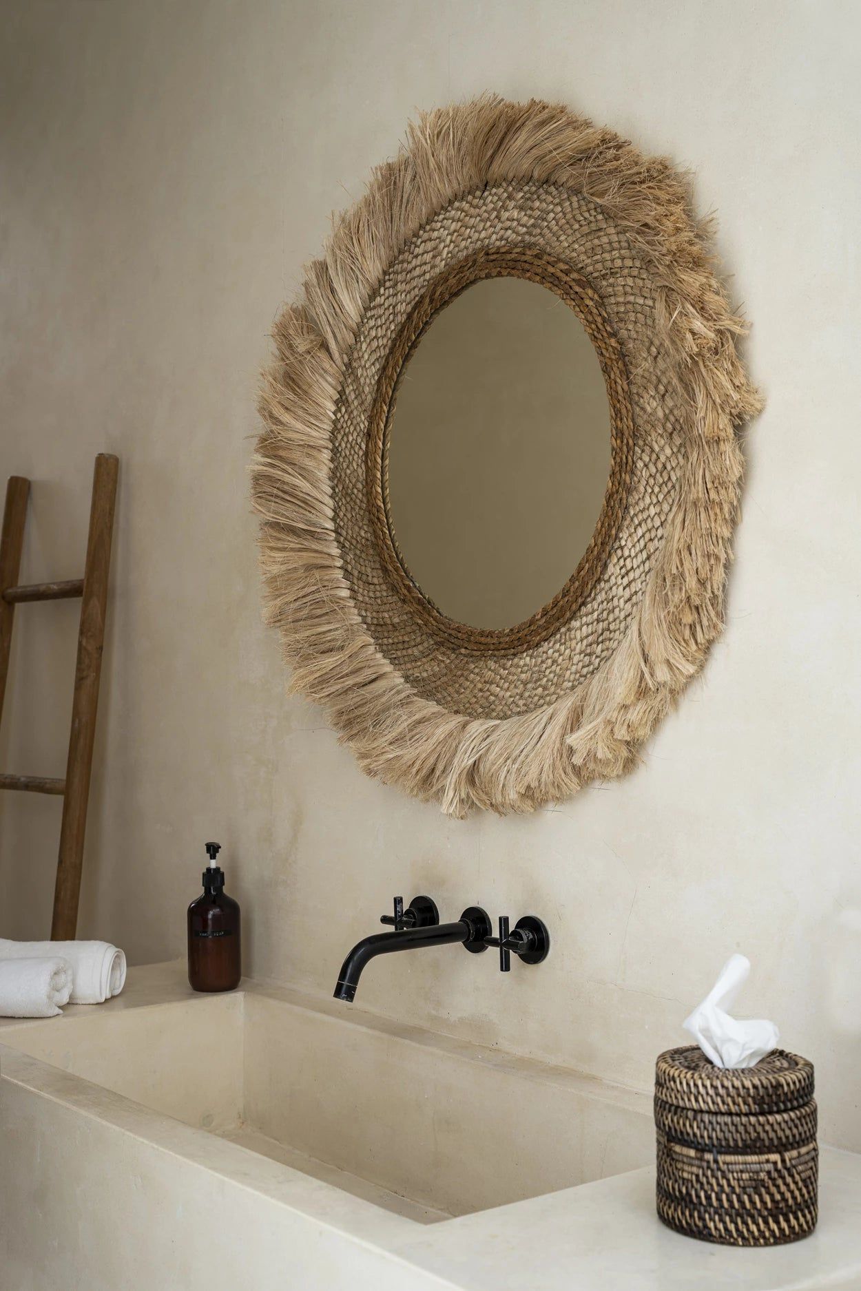 Capri Mirror - Natural - Ø 85 cm