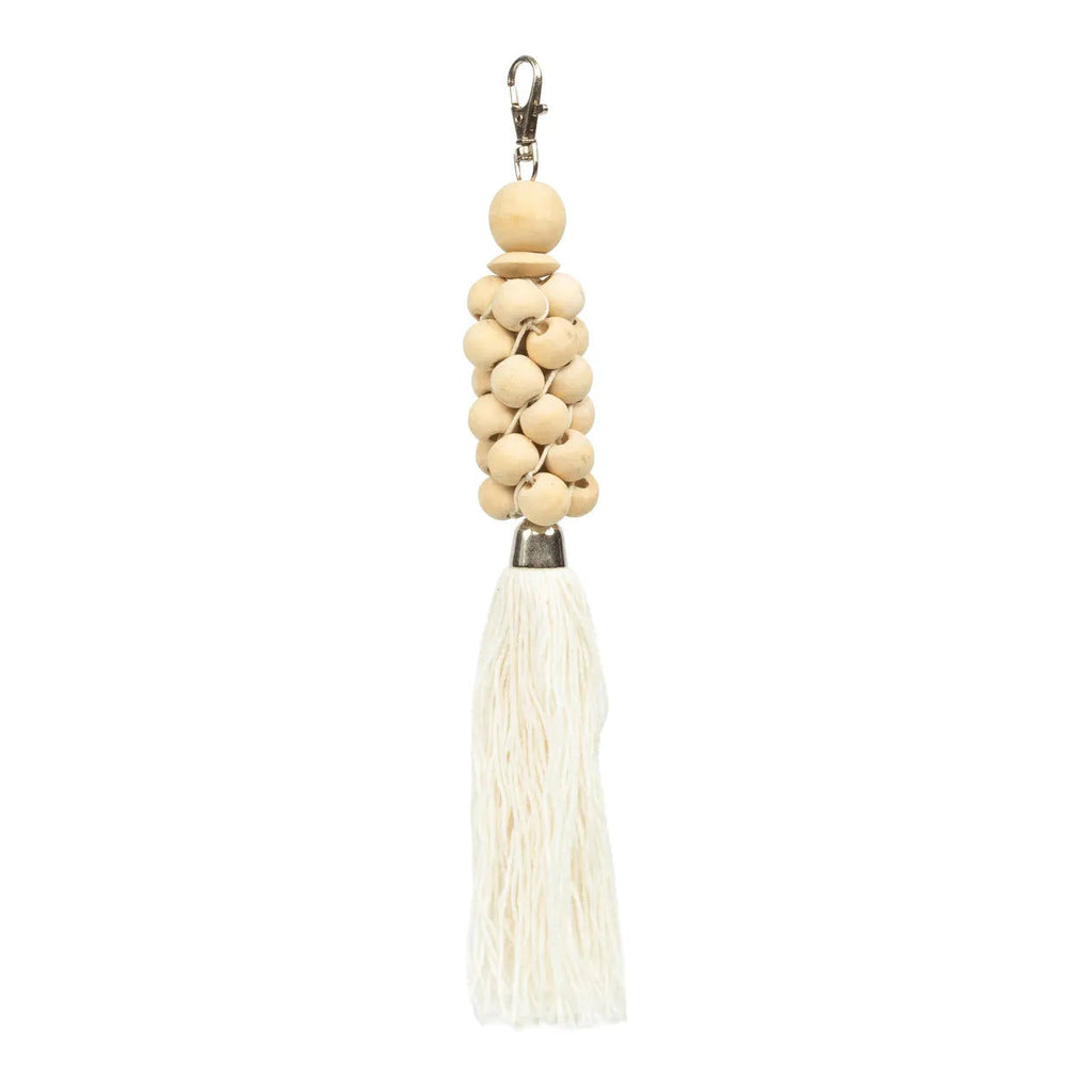 The Wooden Beads Keychain - Natural White, H 25 cm