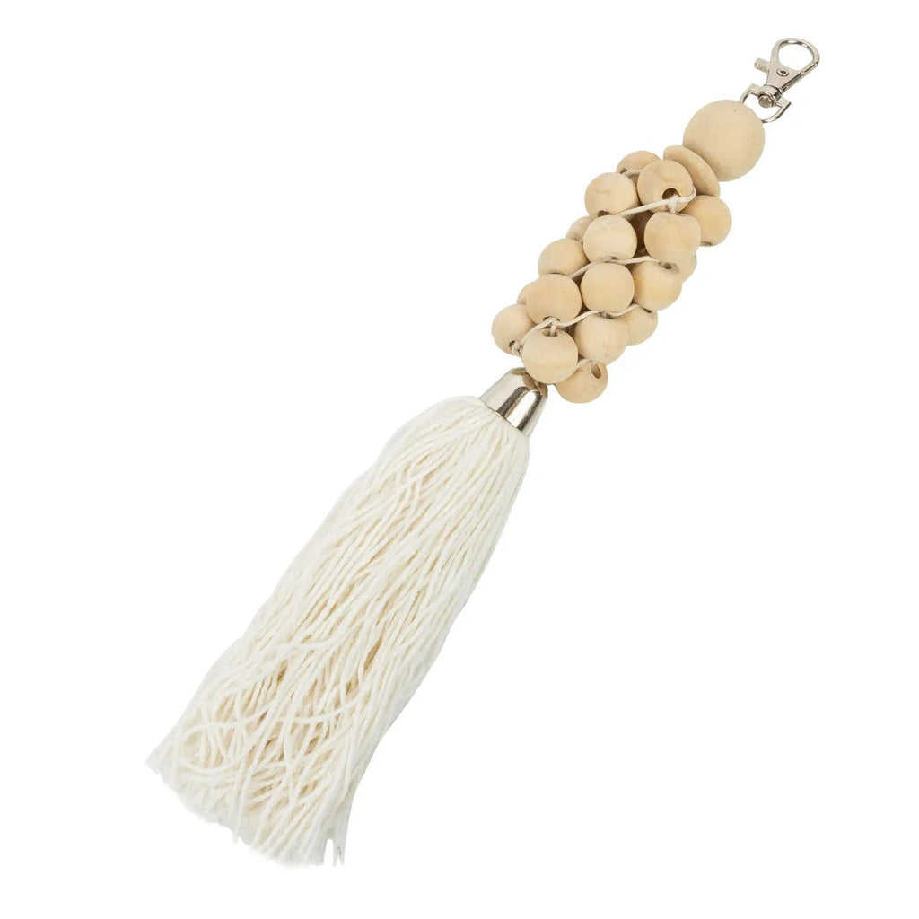 The Wooden Beads Keychain - Natural White, H 25 cm