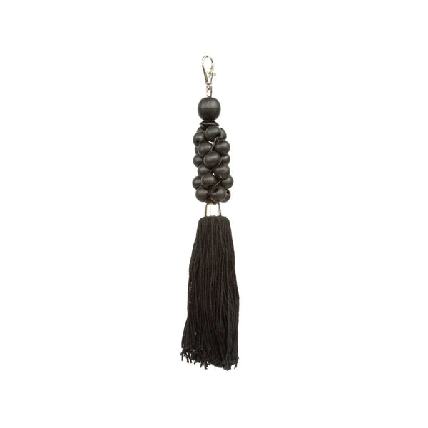 The Wooden Beads Keychain - Black, H 25 cm