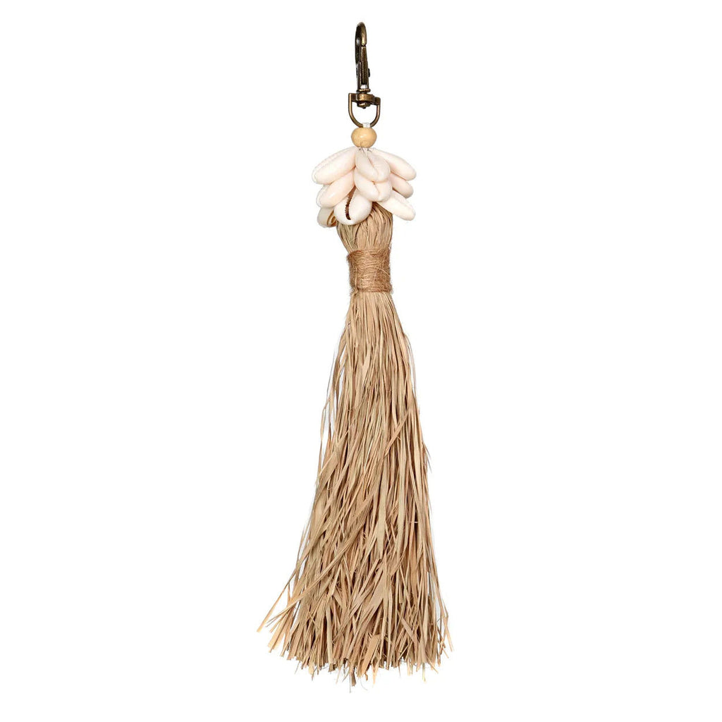 The Raffia Cowrie Shell Keychain, H 20 cm
