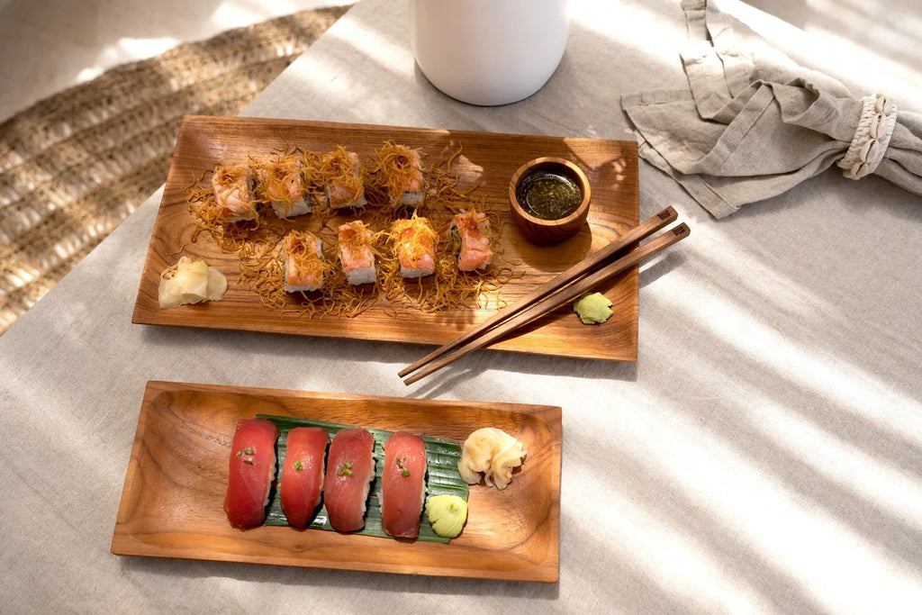 The Teak Root Sushi Plate - 12 x 26 cm