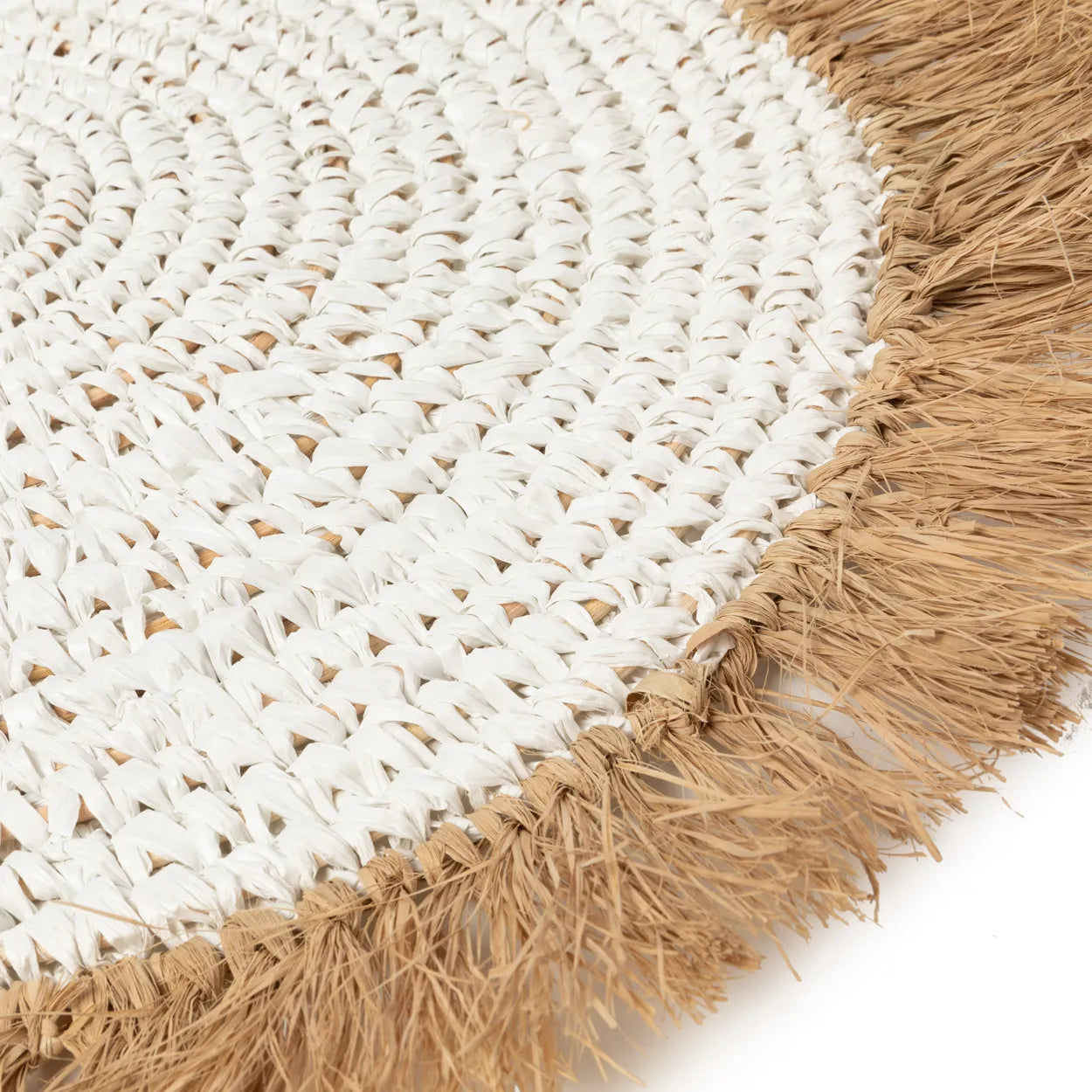 Water Hyacinth Raffia Placemat - White Natural