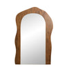 Wooden-framed mirror on a white background