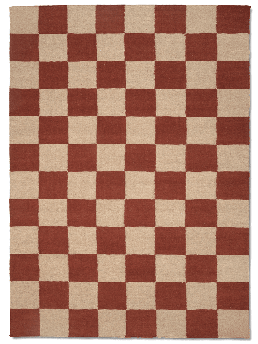 SQUARE WOOL RUG, TERRACOTTA, MANY SIZE