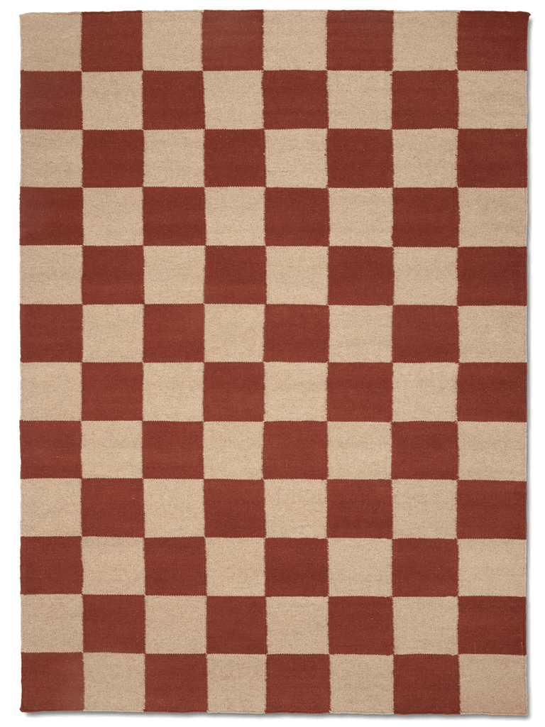 SQUARE WOOL RUG, TERRACOTTA/NATURAL, MANY SIZE