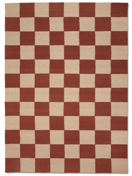 SQUARE WOOL RUG, TERRACOTTA/NATURAL, MANY SIZE