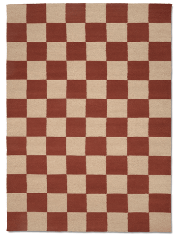SQUARE WOOL RUG, TERRACOTTA/NATURAL, MANY SIZE
