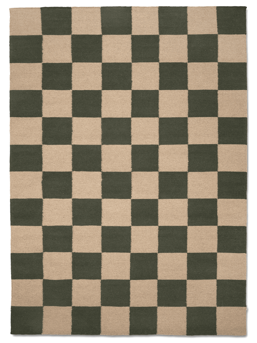 SQUARE WOOL RUG, FOREST GREEN, MANY SIZE