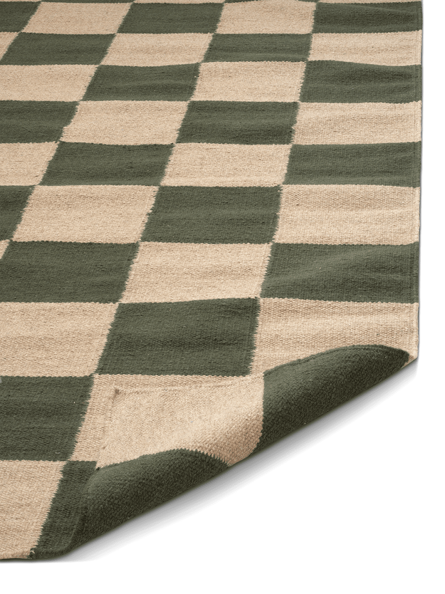 SQUARE WOOL RUG, FOREST GREEN, MANY SIZE