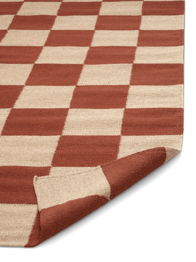 SQUARE WOOL RUG, TERRACOTTA/NATURAL, MANY SIZE