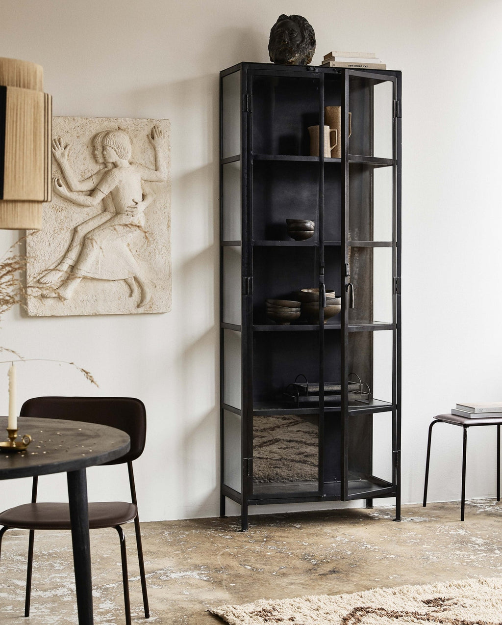 MET PHOENIX BLACK CABINET, 2 DOORS, IRON, H 214 CM