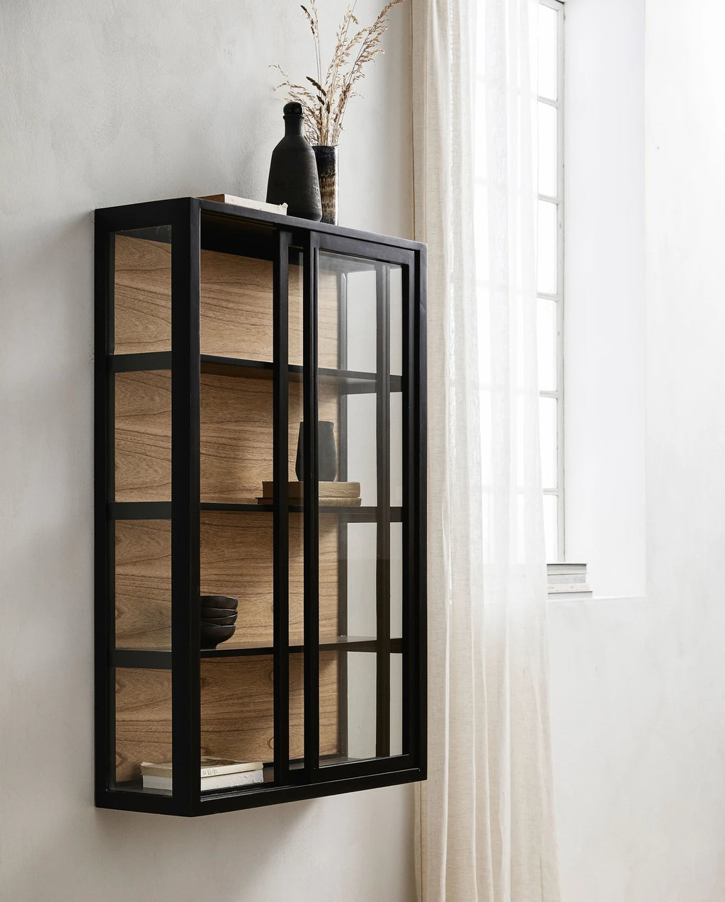 BEI WALL CABINET, SLIDING DOORS, BLACK