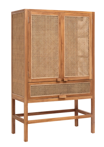 MERGE cabinet, teak wood with rattan