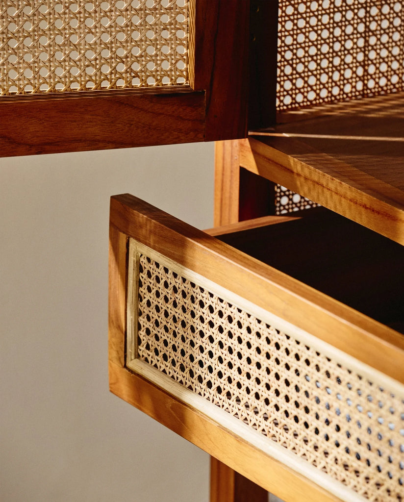 MERGE cabinet, teak wood with rattan