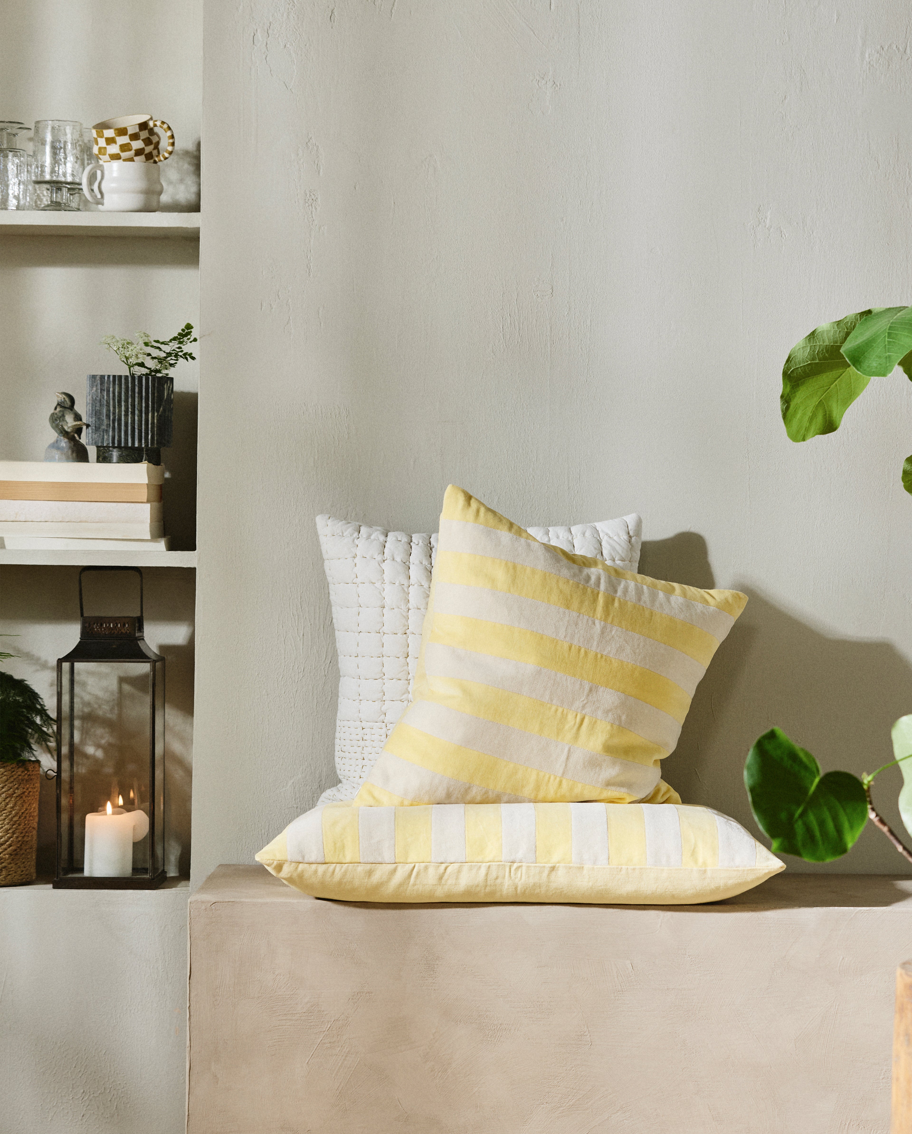 ALHENA YELLOW STRIPES, CUSHION COVER, 50 x 70