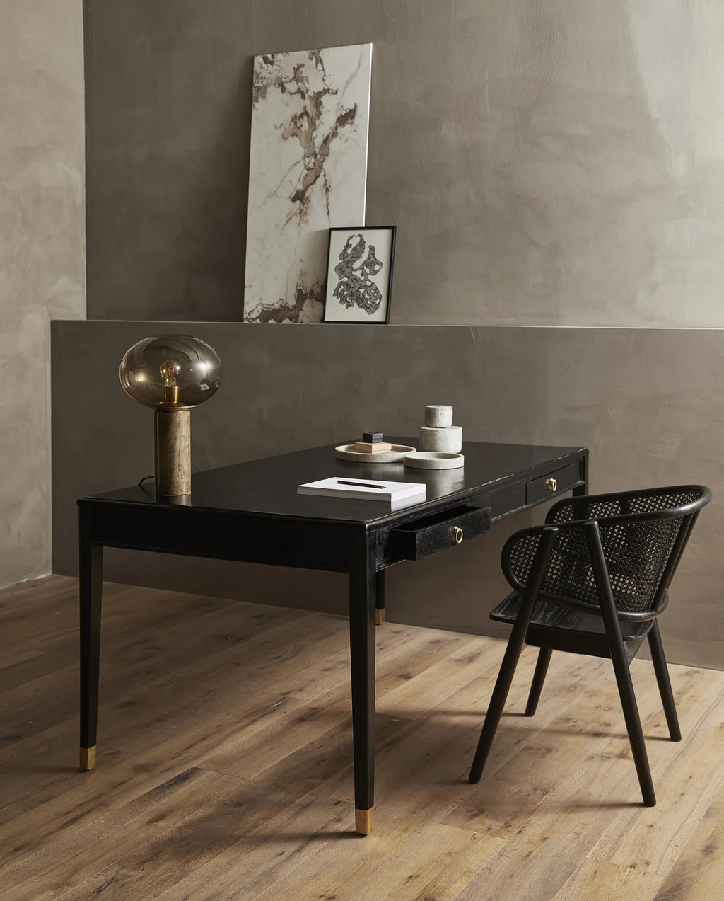 WICKY LUX BLACK chair, wood & rattan