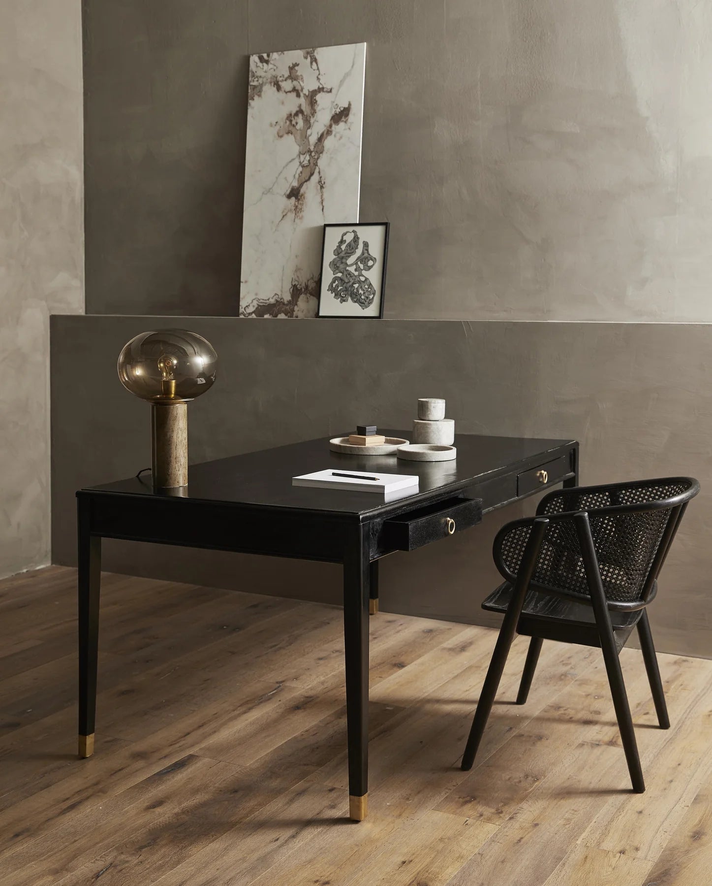 WICKY LUX BLACK chair, wood & rattan