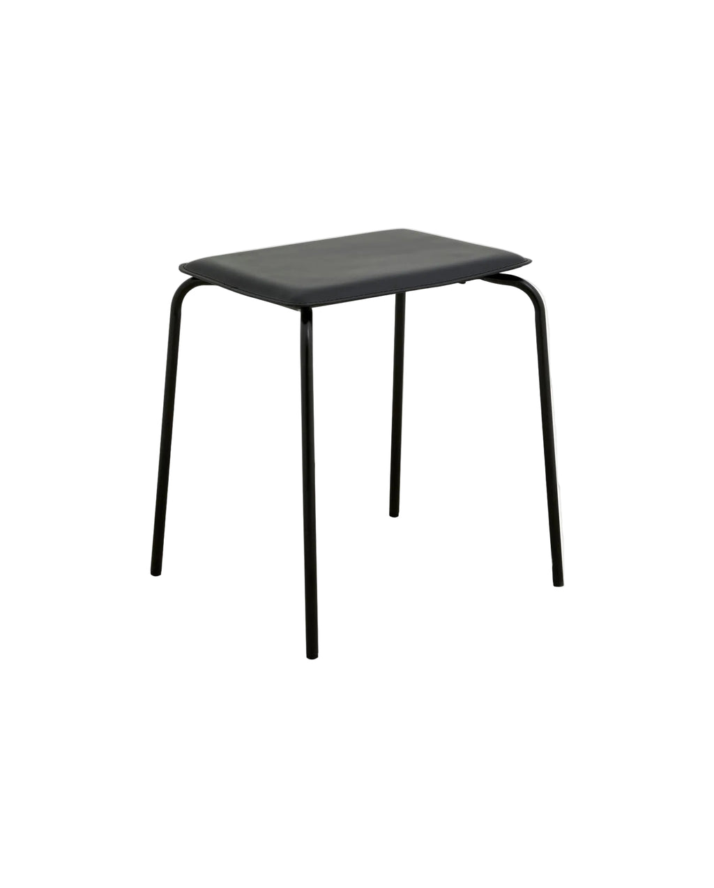 A black metal frame ESA stool with a PU leather seat, displayed against a white background.
