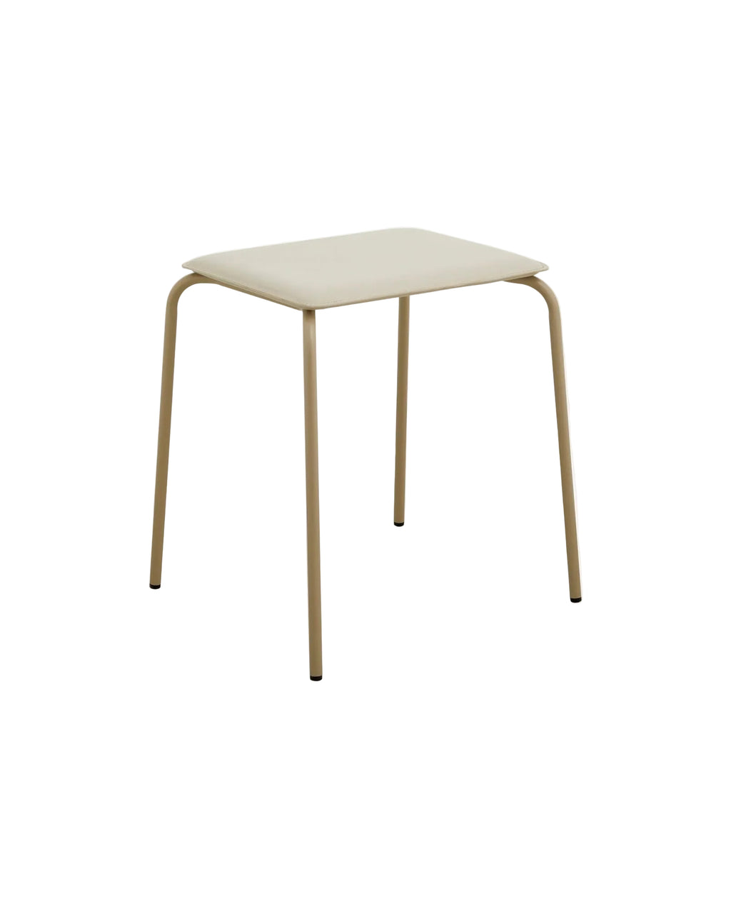 A beige ESA stool with a metal frame and a PU leather seat, isolated on a white background.