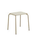 A beige ESA stool with a metal frame and a PU leather seat, isolated on a white background.