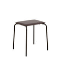 A brown ESA stool with a metal frame and PU leather seat, viewed from a slightly elevated angle against a white background.