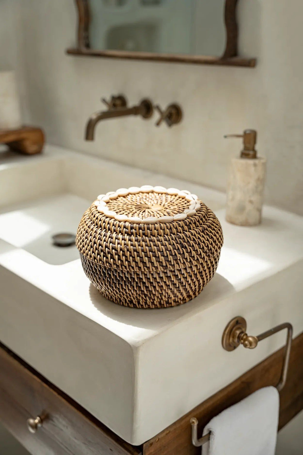 Colonial Peek-a-Boo Basket - Natural Brown - Ø 23 c, H 15 cm