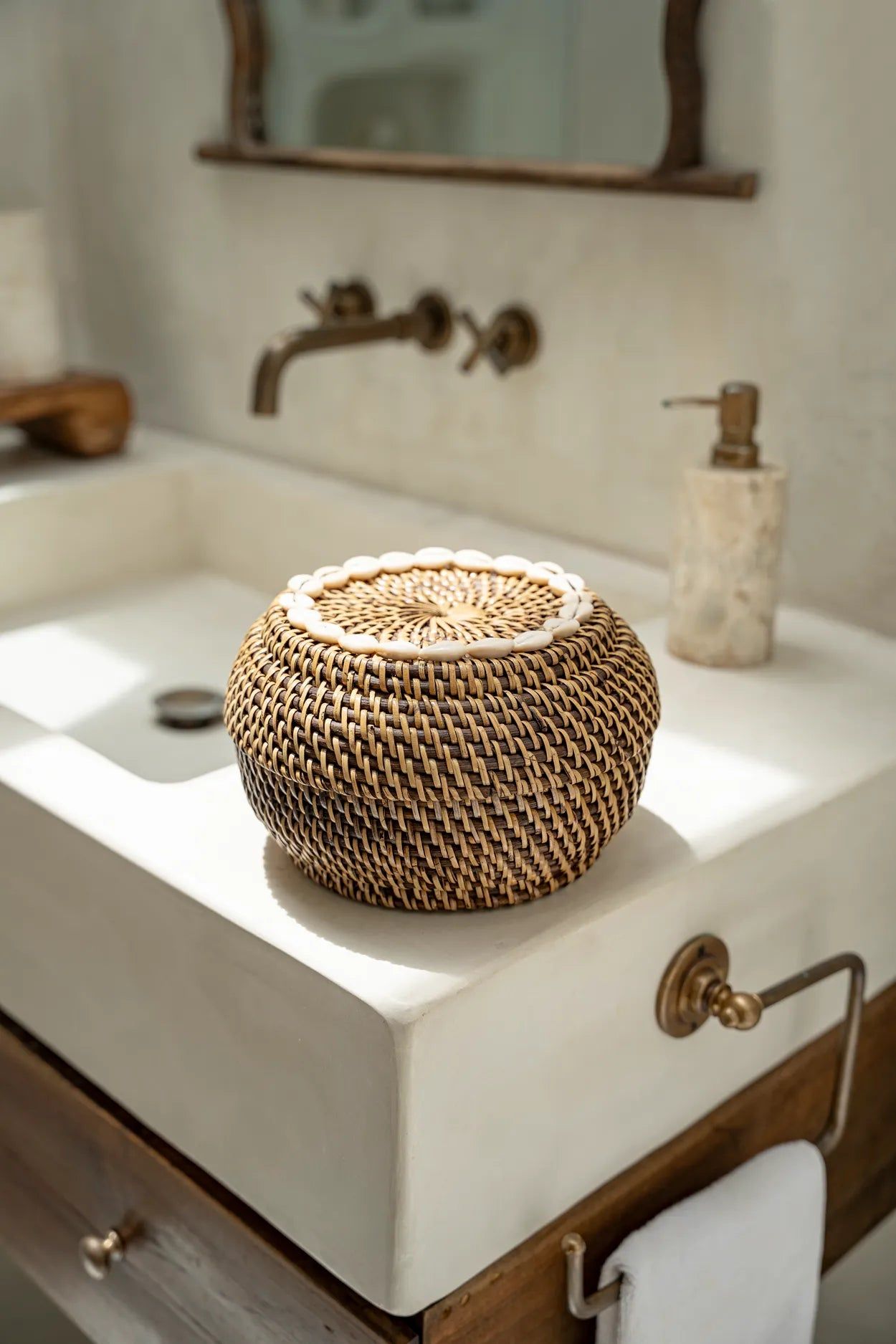 Colonial Peek-a-Boo Basket - Natural Brown - Ø 23 c, H 15 cm