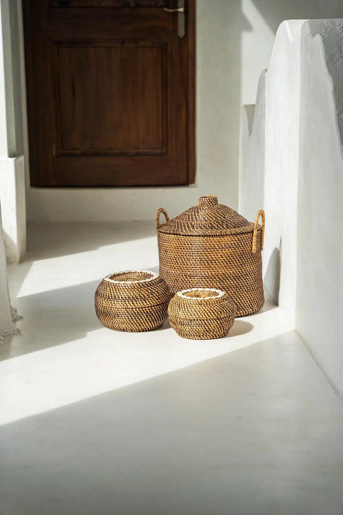 The Colonial Peek-a-Boo Basket - Natural Brown - Ø 23 c, H 15 cm