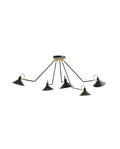 A black lacquered iron pendant light with five adjustable arms and a plastic cord, designed in a modern style.