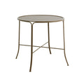 Small round table with metal frame on a white background