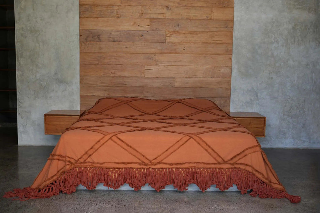 Berber Bed Throw  - 240 x 300 cm, Terracotta