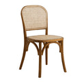 Wooden chair with wicker back and seat on a white background
