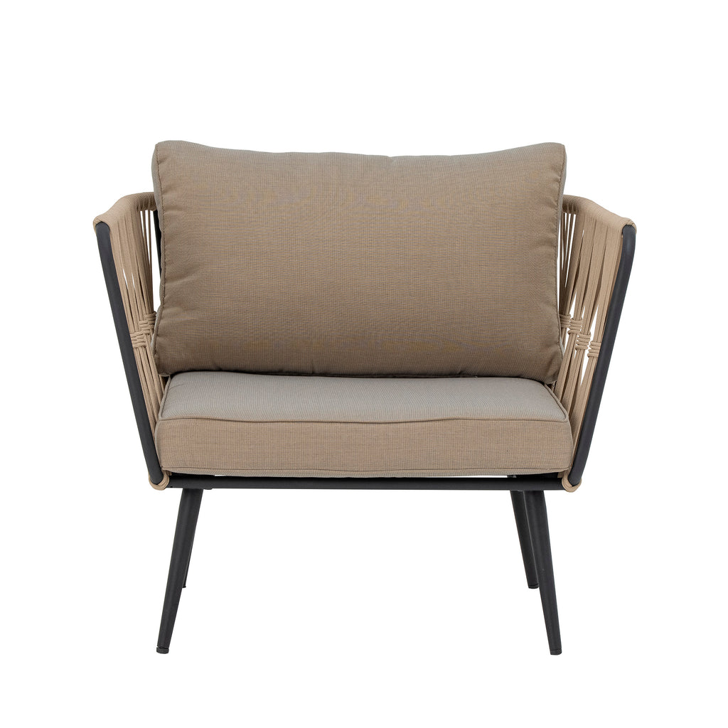 MUNDO Pavone Lounge Chair, Beige-Brown, Metal