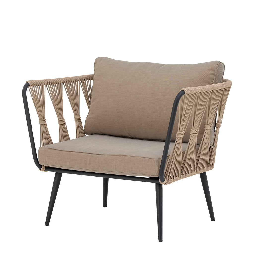 MUNDO Pavone Lounge Chair, Beige-Brown, Metal