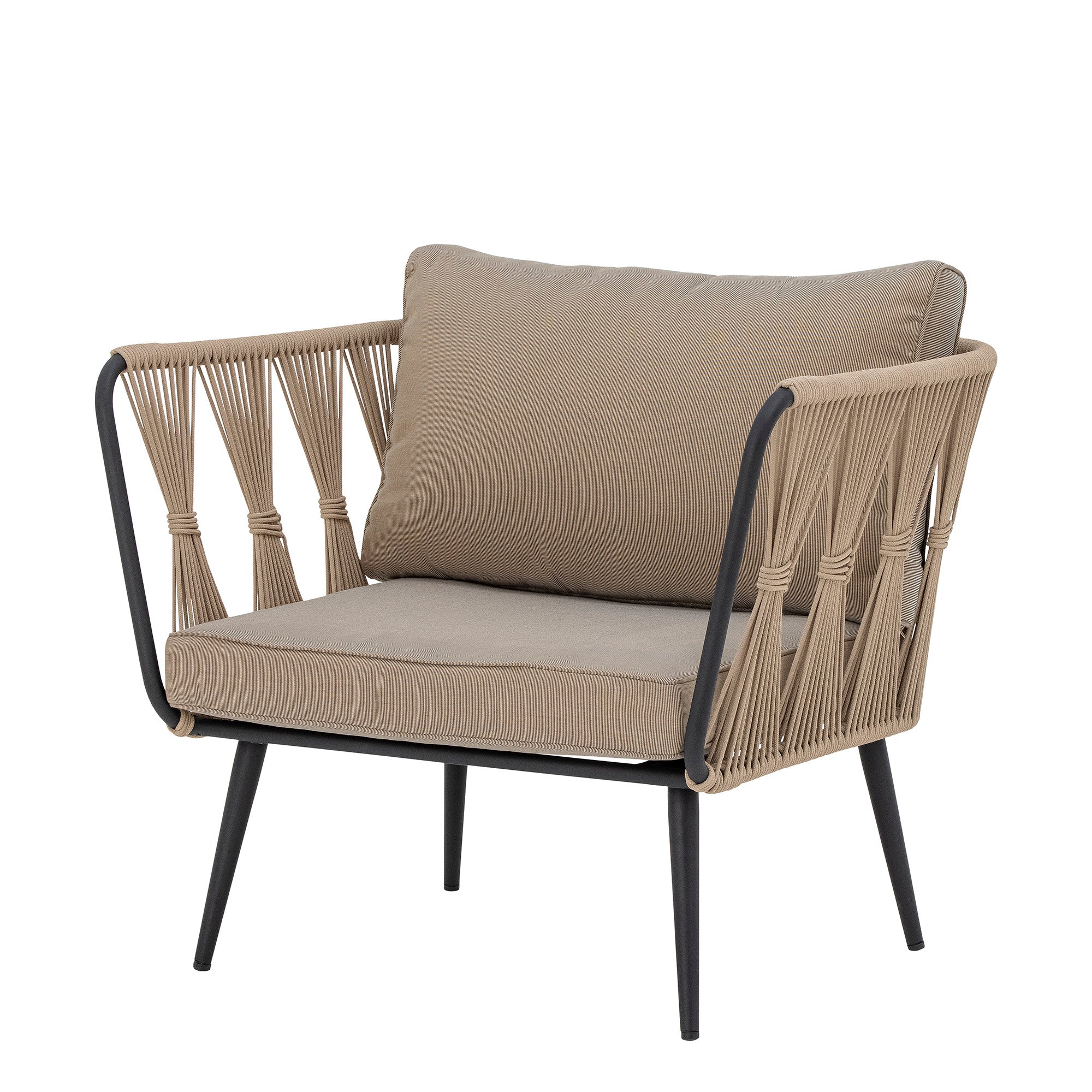 MUNDO Pavone Lounge Chair, Beige-Brown, Metal