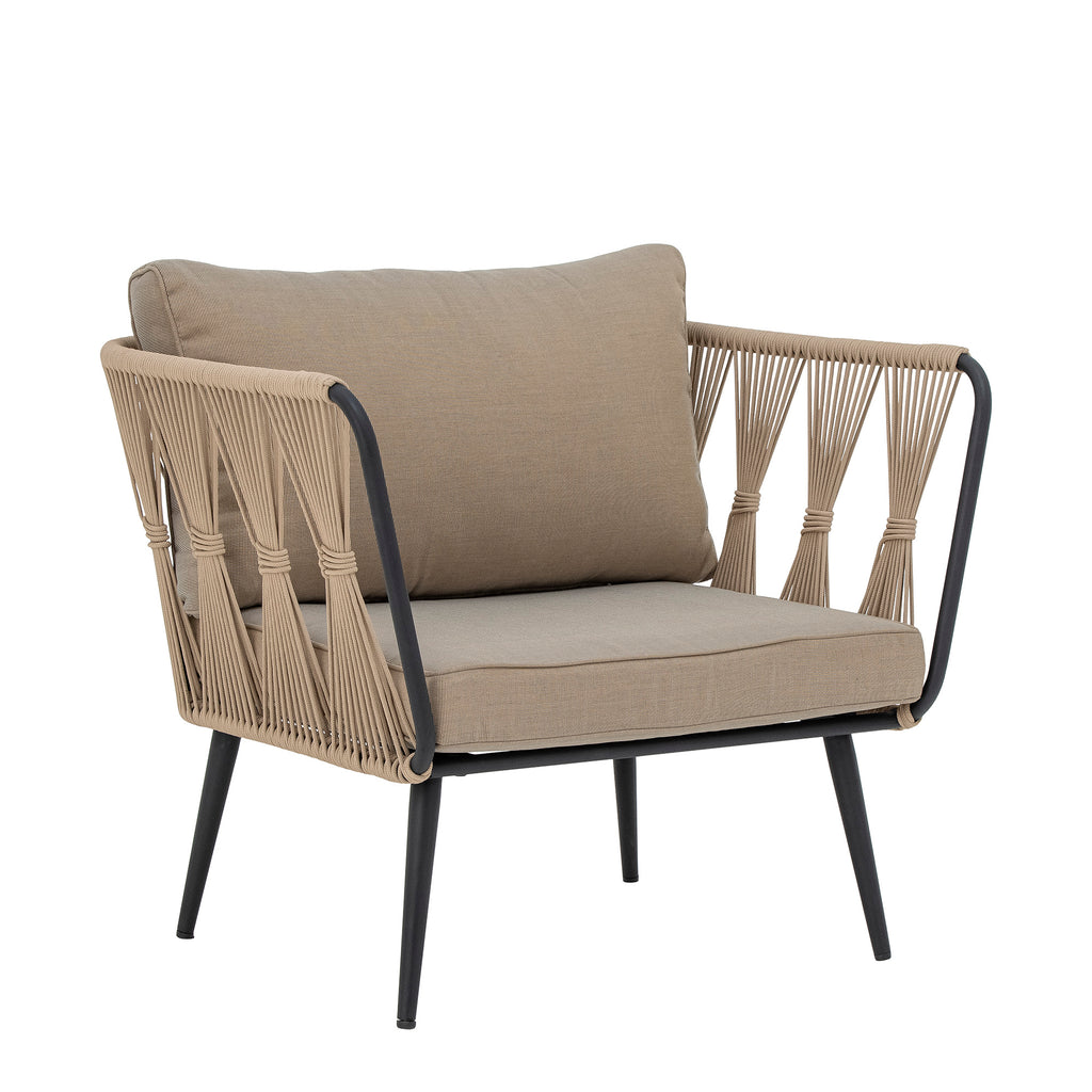 MUNDO Pavone Lounge Chair, Beige-Brown, Metal