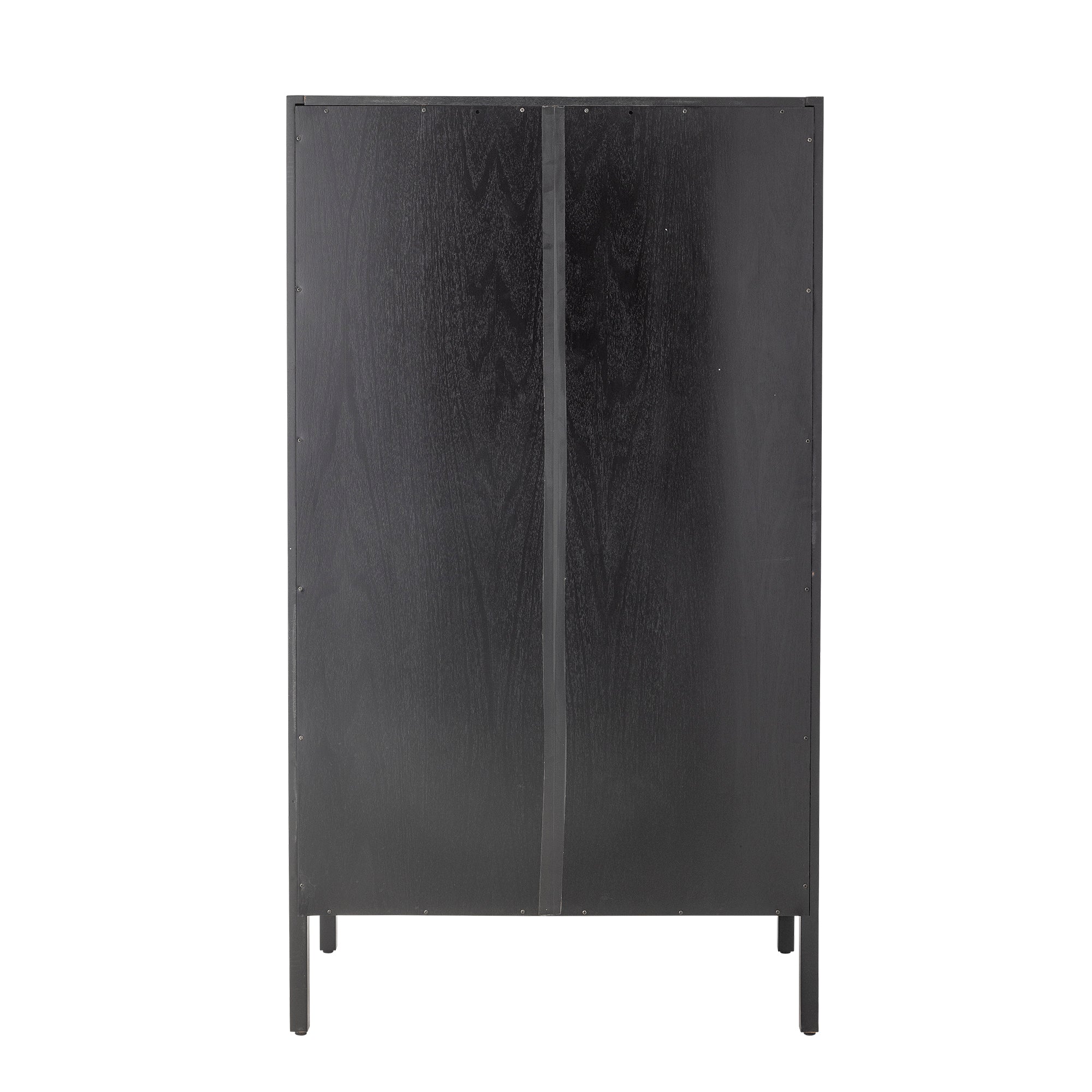 Marikka Black Cabinet, Wood & Rattan